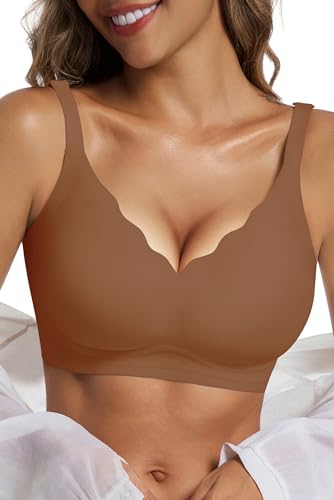Image of LXOXL Wireless Bras for Women No Underwire Seamless Push Up Full Coverage Everyday Bra Comfortable Supportive Tshirt Bralette