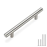 homdiy Brushed Nickel Cabinet Pulls 5 Pack Modern Drawer Pulls 3.75in(96mm) - HD201SN T Bar Cabinet Pulls Brushed Nickel Drawer Pulls Cabinet Door Hardware Metal Cabinet Handles for Kitchen, Bathroom