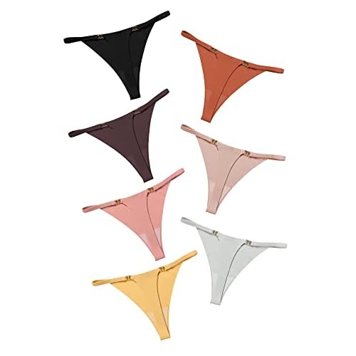DEANGELMON Seamless G-string Thongs for Women - No Show Thong Underwear Low Rise Stretch Panties Workout Pack Large Sweet Rose - 7 Pack