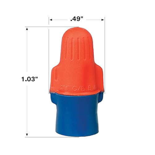 3M Performance Plus Wire Connector, O/B+JUG, Orange/Blue, Flexible Steel Spring Connectors, Twist On, CSA Certified, UL Listed, Jug of 500, 22-12 AWG