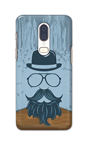 Image of PRINTFIDAA Mustache Beard and Hairstyle Hipster in Glasses Printed Designer Hard Case for OnePlus 6 Back Cover -(e) RPM1002