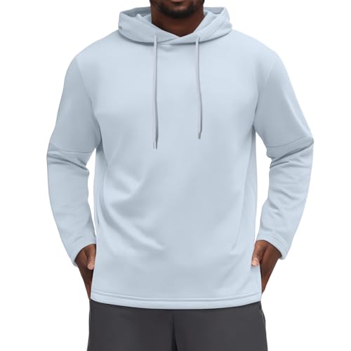Mens Hooded Sweatshirt Casual Long Sleeve Hoodies Drawstring Workout Pullover with Pocket