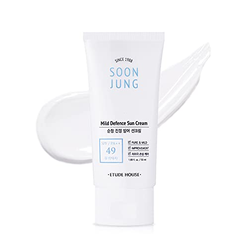 ETUDE Soonjung Mild Defence Sun Cream SPF49 PA++ 1.7fl.oz (50ml) (21AD) | Korean Sunscreen with Low pH for Face | Sun Protector Cream for Sensitive Skin | Soft Smooth Moisturizing Sunblock | K-Beauty