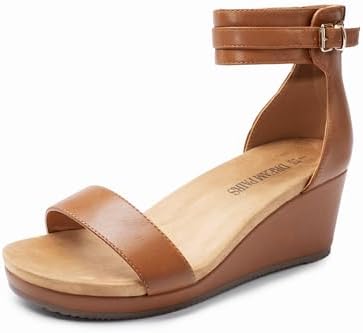 DREAM PAIRS Women's Open Toe Buckle Ankle Strap Platform Wedge Sa...