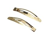 MAHAVIMOKSA 20pcs KC Gold Barrettes Women Metal Snap Hair Clips for DIY Craft (Slim Oval 60x12mm)