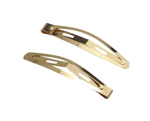 MAHAVIMOKSA 20pcs KC Gold Barrettes Women Metal Snap Hair Clips for DIY Craft (Slim Oval 60x12mm)