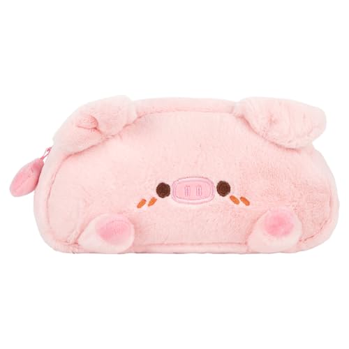 Image of Minache Women Animal Pig Plush Stationery Pouch Pen Pencil Case Ladies Cosmetic Bag