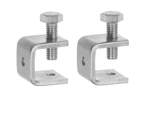 Image of NISTECH Mini Desk Clamp Stainless Steel C Clamps (Pack of 2) Mini 0.79 inch Wide Jaw Opening Small Metal U Clamp for Woodworking Welding Building Household Mounting- 2pc.