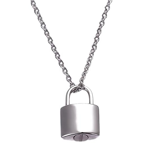 LOVIVER Mini Padlock Cremation Urn Necklace Keepsake Pendant for Women Men, Silver Cover