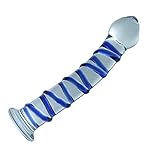 Don Wand Glass Pleasure Wand, Swirl Mushroon Tip Rocket, Blue