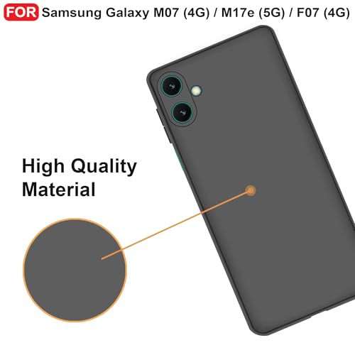 Image of CEDO Back Cover for Samsung Galaxy M07 (4G) / M17e (5G) / F07 (4G) | Camera Bump Protection & Inner Velvet Fabric Lining | Ultra Slim Matte Soft Rubberised Case Cover (Black)