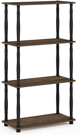 Furinno Turn-S-Tube 4-Tier Multipurpose Shelf Display Rack with Square Tube, Light Blue/White