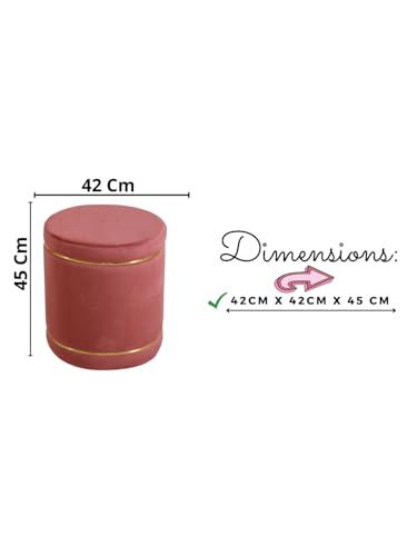 Image of Pouffes Sitting Stool for Living Room, Puffy Wooden Ottoman | Round Pouffe for Living Room & Bedroom | Pouf for Office & Home Decoration & Modern Seating Stool (Gajri)