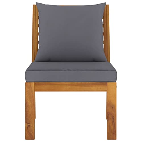 Sectional Middle Sofa With Dark Gray Cushion,Patio Furniture ,Lounge Seating Sofas,Patio Sofa Set,Outdoor Dining Furniture,Front Porch Furniture,For Patio,Porch,Garden,Balcony,Solid Acacia Wood #TOP1