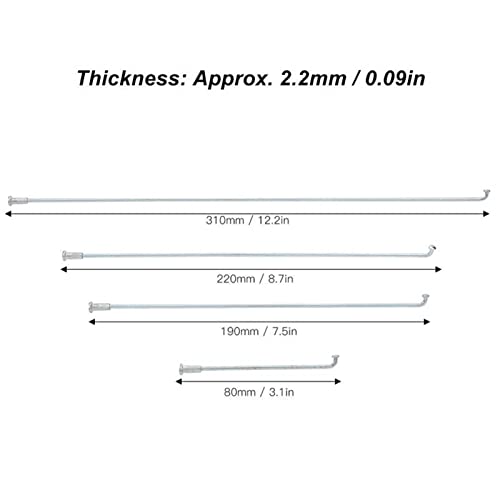 Yanhao 10Pcs Bicycle Spoke 13G 2.2Mm Bike Spokes Electric Bicycle Spokes Road Mountain Bike 80/190/220/310Mm Nipples (Color : 80Mm) #TOP5