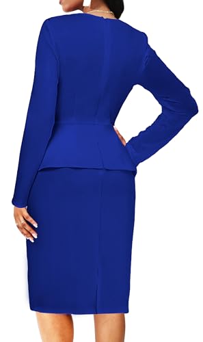 Image of Women's Bodycon Pencil Dress Vintage Teacher Office Modest Business Wear to Work Sheath Suiting Dresses