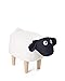 KAYELLES Tabouret Ottoman Mouton Mignon - Pouf Enfant en Bois BIGI (Blanc-Noir)
