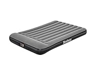 Bestway Airbeds Flocked Aeroluxe Quick Inflation Indoor Air Mattress with Built-In Pump/Pillow and Travel Bag, Grey, Double