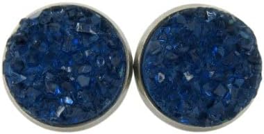 Stainless Steel Faux Druzy Stone Stud Earrings 12mm