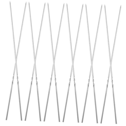 Cabilock 20 Piezas Unidades Brochetas Acero Inoxidable para Barbacoa Pinchos Planos Resistentes al Calor Reutilizables para Carne y Verduras Asar Camping Jardín