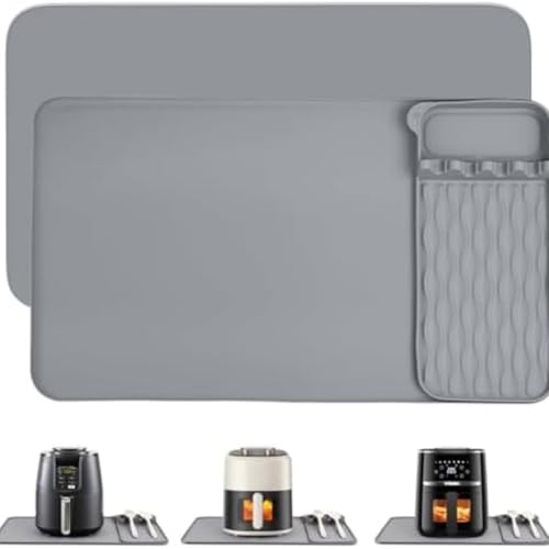 Tapis en silicone résistant à la chaleur pour comptoir, convient pour la cuisine et un usage quotidien comme dessous de plat ou pour attraper les gouttes et les déversements (gris)