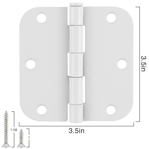 12 Pack Interior 3.5" Door Hinges for Doors 3 1/2 Inch White Matte Rounded 5/8" Noise Free Flat Residential Standard Hinge for Study Spare/Play/Lounge/Bed Room,Walk-in Closet,DIY Table,Celler,Balcony by TDCHINGES - Image 5