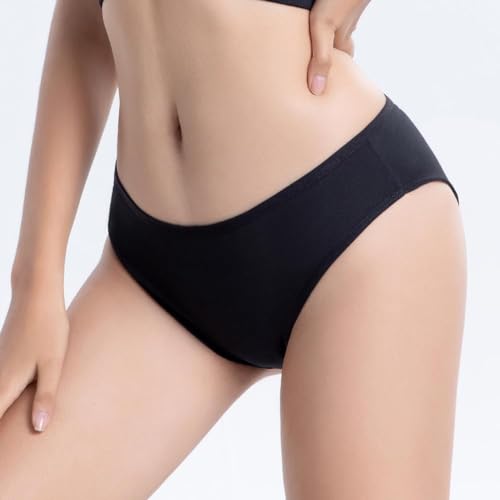 Flintronic Damen Unterhosen - 6er Pack Weich Atmungsaktiv Slips, Stretch Baumwolle Hohe Taille, Bequeme Frauen Unterwäsche, Mehrpack, Schwarz