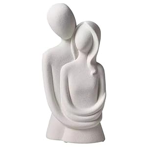 PIGPIGFLY Statue Couple étreindre, Statues Décoratives, Décoration de la Maison, Statue Abstraite de Figure Humaine,Décorations de Bureau, Sculpture en Polyrésine（Blanc）