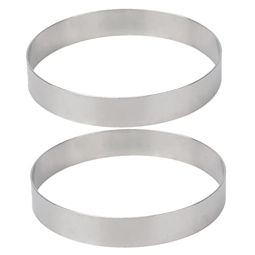 BESTonZON 2 PCS 7 Inch Round Cake Mold Pastry Ring, Stainless Steel Muffin Rings, Nonstick Mousse and Tart Rings, Versatile Baking Tool for Desserts, Pizza, Pancakes, and More
