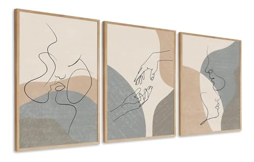 Quadros Decorativos Casal Em Curvas Linha Quarto Família com moldura