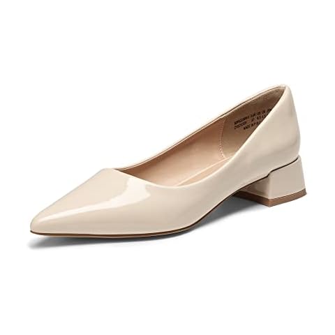 DREAM PAIRS Zapatos de Tacón Bajo Clásicos Mujer PU Beige Cover