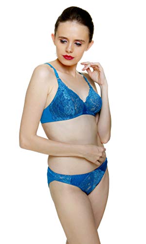 Image of Fashion Comfortz 100% Silk Cotton Lingerie Sets Light Blue