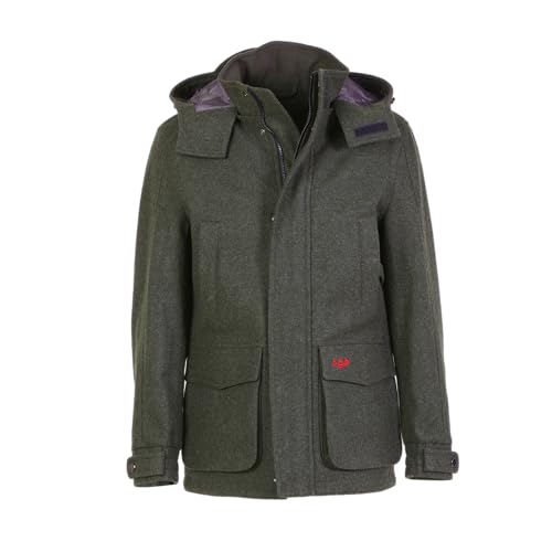 Bayerwald Herren Lodenjacke Jenner – Warme gefütterte Lodenjacke mit Steppinnenfutter, abnehmbarer Kapuze & vielseitigen Taschen | tannengrün (DE/NL/SE/PL, Numerisch, 64, Regular, Regular, tanne)