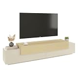 Dmora Mobile Porta TV Anacleto 240x45x51.5h cm Beige 3 Ripiani 4 Vani, 3 Ante