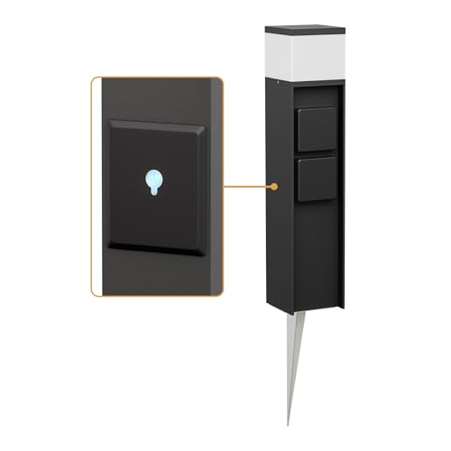 ledscom.de Pollerleuchte PODEL mit Erdspieß für außen, Smart Home, 39cm, schwarz, 2 Steckdosen, inkl. G9 Leuchtmittel, 501lm, warmweiß