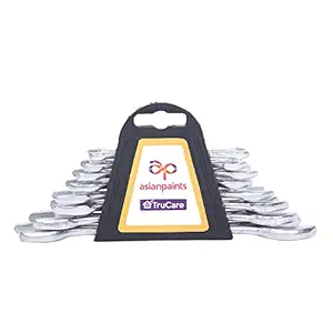 Asian Paints TruCare 8-in-1 Pcs Double Open-End Jaw Spanners Wrench Set | Carbon Steel with Rust & Corrosion Resistant Chrome Plating & Satin Finish | Multipurpose Combination Tool Kit | IS: 2028:2004