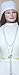 One Strand Very Long White Pearl Necklace with White Chenille Skull Cap