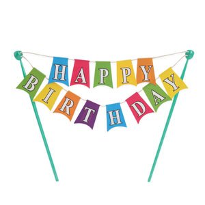 Happy Birthday Banner Adornment Cupcake/Cake Decorating Banner,1 Count