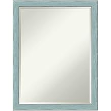 Amanti Art Blue Wall Mirror 26x20 Sky Blue Rustic Rectangle Bathroom Mirror for Wall Decor Living Room, Medium Rustic Farmhouse Wood Frame, Hangs Horizonally and Vertically, Bathroom Decor, Beveled