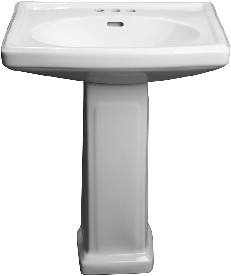 PROFLO PF14108 Alder Creek 25-1/2" Rectangular Vitreous China Pedestal Bathroom Sink with Overflow and 3 Faucet Holes at 8" Centers - White