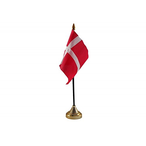 Pack Of 3 Denmark Danish Desktop Table Centrepiece Flag Flags With Gold Bases Ideal For Party Conferences Office Display