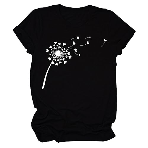 Camiseta Manga Corta Mujer Cuello Redondo Casual Firmado Oversize Camisetas Ligera Clásica Cómoda Verano Tee Top Vintage Elástico Moda Tee Bluse Algodón Básico Anchas Curvy Camiseta de Mujer, Negro