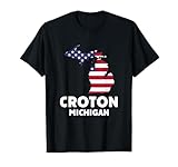 Distressed Patriotic USA Flag Croton, Michigan T-Shirt