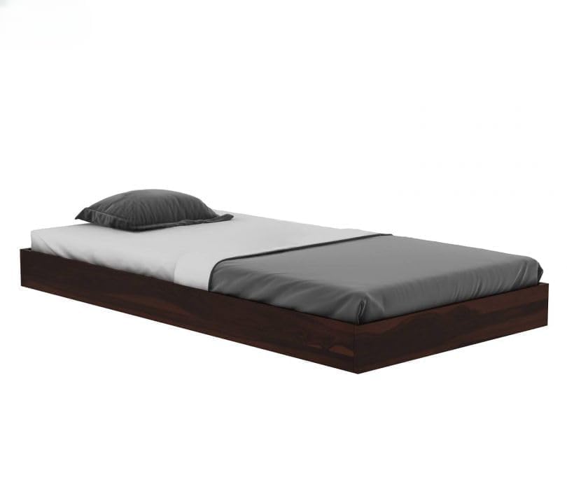 Image of Solid Sheesham Wood Bed 6X4 Single Bed Without Storage for Bedroom - Single Cot Wooden BedSingle Size for Living Room Guest Room - 12 Month Warranty (Alina, Walnut)