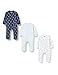 Produktbild Hikaro Baby Boys and Girls Footed Cotton Long Sleeve Zipped Sleepsuit, Pack of 3