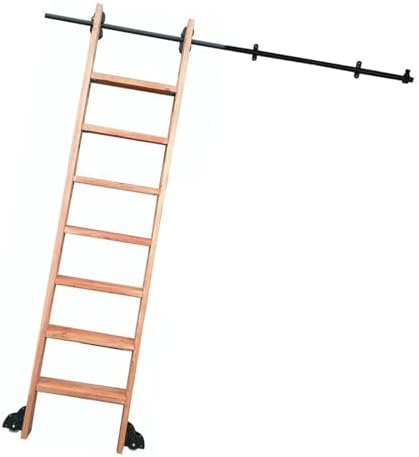 Heavy Duty Rolling Library Ladder Kit - 13.1ft Sliding Ladder Hardware with Floor Rollers, Perfect for Bookshelves & Warehouses, Durable Slide Rails for Mobile Access