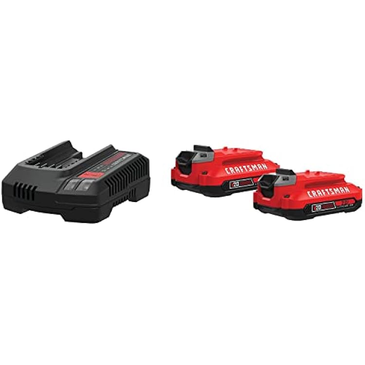 CRAFTSMAN V20 2Ah Lithium Ion Power Tool Battery 2-Pack and Charger Starter Kit CMCB202-2CK