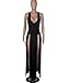 Sexyshine Women's Sexy Deep V Neck Double High Split Side Maxi Dress Sleeveless Long Bodycon Cocktail Evening Dress(24727BL,L) Black