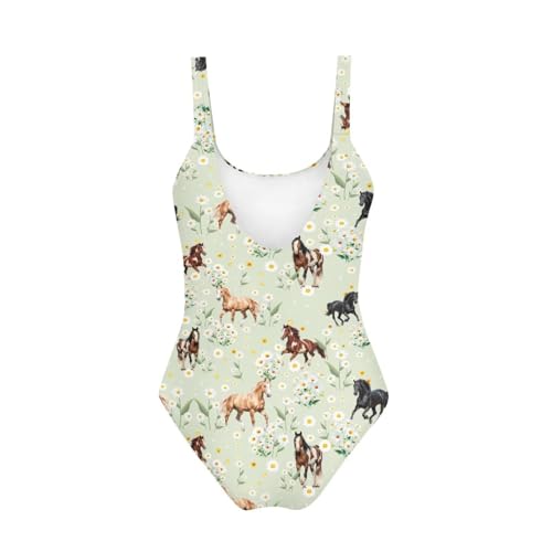 Image of One Piece Bathing Suit for Teen Girls Comfy Crewneck Backless Bathing Suit