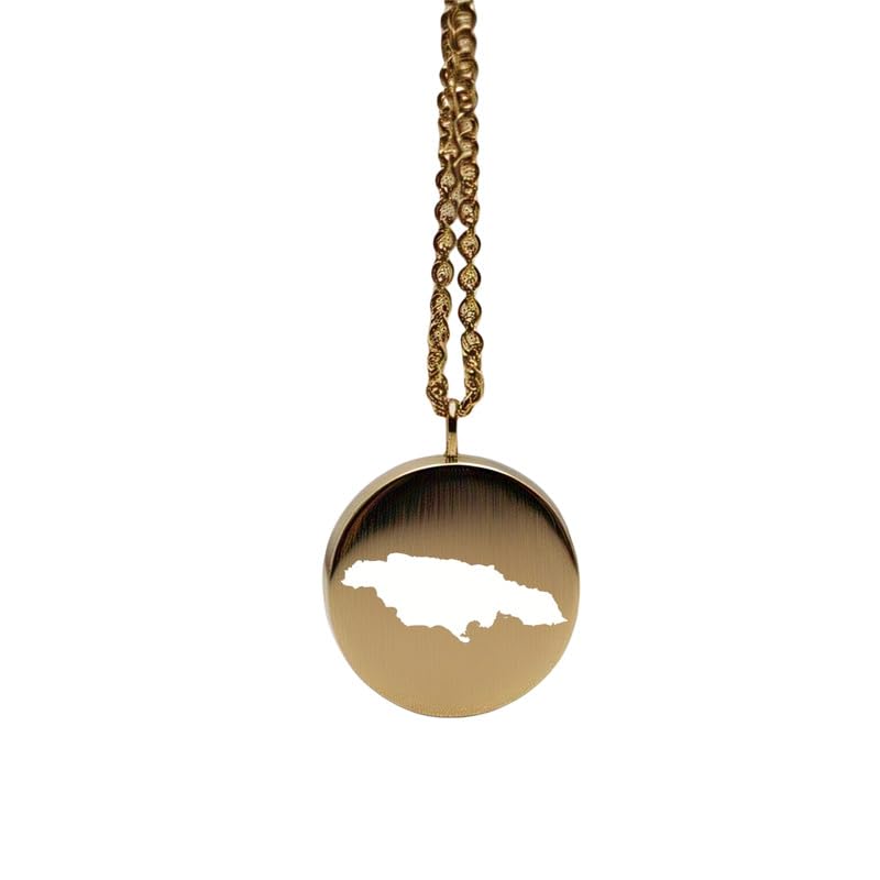 Colgante mapa de Jamaica en plata y oro de 14k de 24 mm ideal para looks viajeros cotidianos
